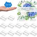 Yalikop Acrylic Place Card Holders 1.2 Inch Name Card Holder Stands Clear Table Number Stands Wedding Sign Holders Display Stand for Table Wedding Photos Office Menu Meeting(12 Pieces)