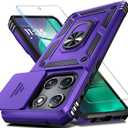 Janmitta Compatible with Moto G Stylus 5G 2026/2025 Case Built in Slide Camera Lens Cover+Screen Protector+Finger Ring Holder Kickstand,Heavy Duty Shockproof Full Body Protective Phone Cover,Purple