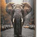 DRLWGTY Abstract Elephant Wall Art,Large Wildlife Paintings Decor with Handmade Crystal Details,Unique Animal Artwork for Living Room Bedroom Office,Ready to hang, 24*48 in