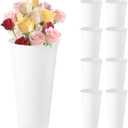 8 Pack Modern Round Vases Flower Buckets, 9.84 Inch Plastic Floral Flower Vases for Centerpieces Floral Display Decorative Buckets Table Home Bridal Shower Wedding Festival Decorations