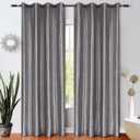 WUBODTI Dark Grey Silver Curtains for Bedroom 2 Panels 96 Inches Long, Shiny Metallic Faux Silk Satin Curtains Modern Light Filtering Thermal Insulated Shimmer Curtain for Living Room Dining Room