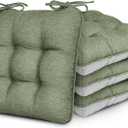 Love's cabin Memory Foam Chair Cushions Set of 4, 15.5"x15.5"x3.5" Indoor & Outdoor Seat Pads for Dining, Kitchen, Office, Patio Chairs - Green