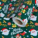 Aimyoo Green Santa Claus Christmas Wrapping Paper Jumbo Roll, Stockings Snowman Christmas Tree Kids Xmas Gift Wrap Paper 30 in x 72 ft