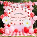 JeVenis Strawberry Baby Shower Decorations Girl Background A Berry Sweet Baby is On The Way Banner Berry Daisy Balloons Photography Backdrop Cake Table Decorations (Red 1)