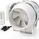4" Inch Inline Exhaust Fan with Remote Control, 280 CFM High Efficiency Air Flow for Bathroom, Kitchen, Grow Tent, Hydroponics, 3D Printer