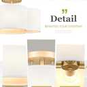 Gold Semi Flush Mount Ceiling Lights, 14" 4-Light Ceiling Light Fixtures with Fabric Shade in Quatrefoil Shape, Farmhouse Brass Drum Lighting for Kitchen Hallway Bedroom, AD-22007-4SF-GD