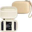 Linpr Digital Camera Case Compatible with Canon Powershot G7X Mark II & III/ SX740/ Sony ZV-1/ RX100 VII, Compact Travel Point & Shoot 4K Vlog Cameras Storage Holder with Lanyard (Khaki)