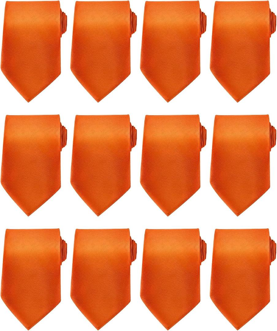 Cuffbow Men's Tie Bulk Groomsman 3.15'' Formal Necktie for Wedding Business (Orange)