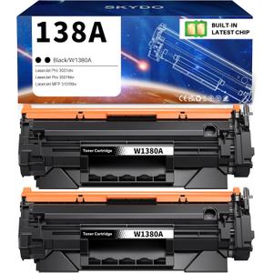 138A Toner Cartridge Replacement for HP 138A 138 A 138X 138 X Toner Cartridge ( with Chip ) Use for HP Laserjet Pro 3001dw 3001fdw MFP 3101fdw (2 Black)