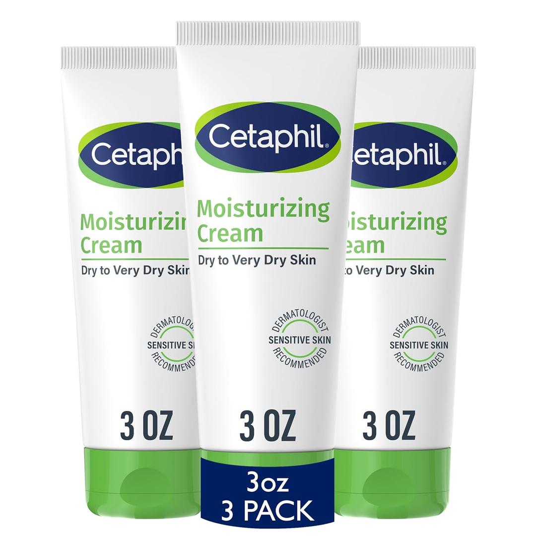 Cetaphil Face & Body Moisturizer, Hydrating Moisturizing Cream for Dry to Very Dry, Sensitive Skin, NEW 3 oz Pack of 3, Fragrance Free, Non-Comedogenic, Non-Greasy