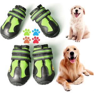 CovertSafe& Dog Boots for Dogs Non-Slip, Waterproof Dog Booties for Outdoor, Dog Shoes for Medium to Large Dogs 4Pcs with Rugged Sole Grey-Green (Size 4: 2.6''x2.1'')(L*W) for 31-40 lbs)