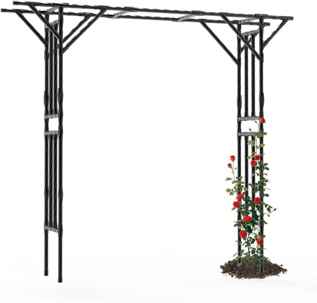 Supersize Flattop Garden Arch for Wedding - 106" L x 106" H Garden Arch Trellis for Climbing Plants Outdoor, 106" * 106" * 20"
