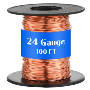 Therwen 100ft 24 Gauge Copper Wire for Gardening, Electroculture, Bonsai, Jewelry Making Beading DIY Craft Pure Bare Copper Wire Spool