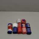 12 Rolls 60 Yards 4th of July Patriotic Ribbon Stars and Stripes Burlap Wired Edge Ribbon White Blue Red Decorative Crafts for Independence Day Memorial Day Gift Wrapping DIY Bow Craft