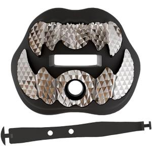LeCool Football Mouth Guard  Rhombic Chrome Design with Strap  Maximum Protection & Airflow for Youth and Adult Athletes. (Black-gold)