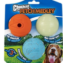 Chuckit! Ultra Ball Fetch Toy for Dogs, Medium Pack with Fetch Balls (Medium, Max Glow, Rebounce) and Cleaning