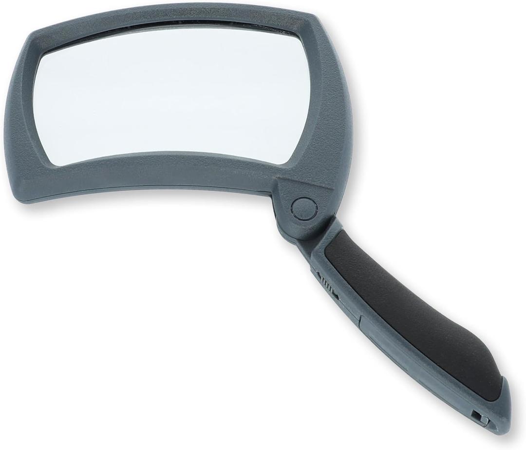 Carson LED Lighted Magnifold 2x Power Rectangular Magnifier For Reading, Inspection, Low Vision, Hobby and Crafts (MJ-50), Grey