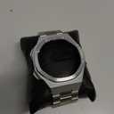 Luxury Case with Band Designed for Samsung Galaxy Watch 6/5/4 44mm, Rugged Military Protective Metal Bumper Cover with Tactical Stainless Steel Strap for Men, Silver