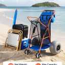 VEVOR Beach Cart with Large Wheels for Sand, 165 lbs Load Capacity, Heavy Duty Folding Beach Wagon with 12" Balloon Wheels, Insulated Cooler Bag, Umbrella Holder, Holds 4 Chairs for Camping & Fishing