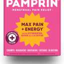 Pamprin Maximum Strength Max Pain and Energy Formula, Menstrual Period Symptoms Relief for Cramps, Bloating and Fatigue, 24 Caplets, EXP 05/2027