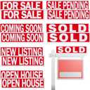 Juexica 12 Pcs Real Estate Rider Signs 24 x 6 Inch Coming Soon, for Sale, Pending, Sold Waterproof Signs Rider Real Estate with Different Messages(Red with White)