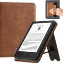 CoBak Case for 6" E-Reader - PU Leather Smart Cover with Auto Sleep/Wake & Hand Strap, not Compatible with Kobo Clara,Croco Brown