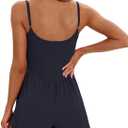 Beaully Women's Summer Sleeveless Athletic Rompers Spaghetti Strap Double Lined Shorts Jumpsuit One Piece Outfits (Blue, S)