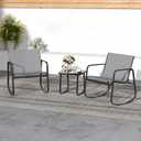 DWVO 3 Piece Patio Furniture Set Outdoor Textilene Bistro Set Modern Porch Furniture Patio Chairs Set of 2 with Coffee Table for Backyard, Lawn, Garden, Balcony, Poolside - Grey