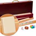 Yellow Mountain Imports American Mahjong Set Classic Luxe with Wooden Case, Wooden Pusher Racks, Wind Indicator, Dice & Wright Patterson Scoring Coins, 8.5 x 19.5 3 inches