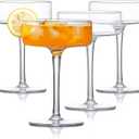 LEMONSODA Clear & Ribbed Martini Coupe Glasses - Classic Barware for Espresso Martini, Manhattan, Cosmopolitan  Handcrafted Luxury Glassware for Home Entertaining (Clear 6.5oz, Set of 4)