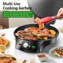 KEINVE 1500W Electric Griddle, 2-in-1 Indoor Griddle and Pizza Maker with 30-Min Timer and Auto Shut-Off, 12" 180 Open for BBQ, Steak, Burgers, Salmon, Veggies, and More