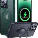 CASEKOO Designed for 14 Pro Case with Magnetic Invisible Stand [Military Drop Protection] [Compatible with MagSafe] Shockproof Slim Translucent Matte Pro Case 6.1 Inch, Green