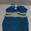 BMJL Womens High Waisted Bikini Sets Mesh Swim Skirt Tummy Control Swimsuits Color Block Bathing Suit 2025 (Large, Blue Green)