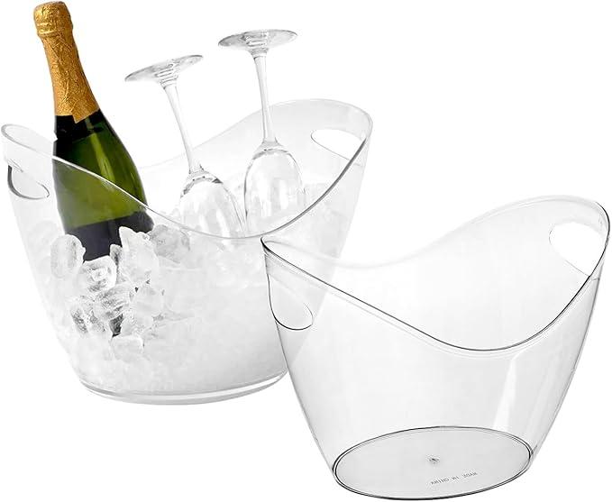 Ice Buckets for Parties,2 PCS Clear 6 Liter Plastic Tub for Drinks and Parties,Clear Ice Bucket for Champagne Beer Sparkling Cocktails Extra Large Model