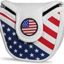 Golf Club Head Covers,4pcs or 1pc USA Golf Head Covers for Woods and Driver Fairway Hybrid - PU Leather Mallet Blade Putter for Men Women Golf Enthusiast