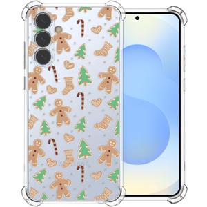 Christmas Phone Case for Samsung Galaxy S25 - Clear Soft Flexible TPU Protective Case with Gingerbread Man Design, Anti-Slip Shockproof Holiday Cover for Boys Girls (6.1 Inch)