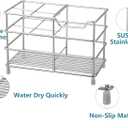 Urbanstrive 304 Stainless Steel Bathroom Toothbrush Holder Toothpaste Holder Stand Bathroom Accessories Organizer (Silver, Large)