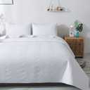 Quilt Set 3 Piece White King Cal King Size New Pattern Bedspread - Soft Microfiber Lightweight Coverlet for All Season (118"x106" Includes 1 Quilt, 2 Shams)