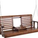 VEVOR Wooden Porch Swing 5 ft, Patio Bench Swing for Courtyard & Garden, Upgraded 880 lbs Strong Load Capacity, Heavy Duty Swing Chair Bench with Hanging Chains for Outdoors, Brown