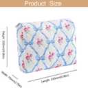 Makeup Bag Travel Cosmetic Bag for Women Girls, Zipper Make Up Pouch, Floral Flowers Toiletry Organizer Makeup, Portable Storage Bag, Cosmetic Travel Cloth Bag (2 Pack (L+S)/Blue Bowknot)