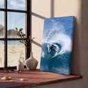 Vintage Surfing Posters Blue Ocean Summer Scenery by the Sea Canvas Wall Art White Waves Extreme Water Sports Prints for Bedroom Dorm Home Beach Decor 8x12inch Framed (style-5)