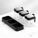 Condiment Pot Spice Jar with Stainless Steel Lids and Spoons, 8.6oz Clear Glass Seasoning Box with Tray Set of 3, Salt Pepper Storage Container Sugar Bowl for Kitchen