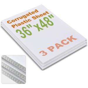 Falling in Art 36x48 Corrugated Plastic Board, 3 Pack Coroplast Plastic Sheet, 3/16 Inch Thick White Double-Sided Blank Poster Board for Indoor and Outdoor Use