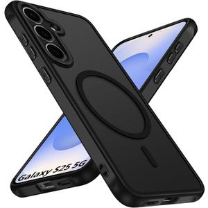 ivoler Magnetic Case for Samsung Galaxy S25 5G 6.2 [Compatible with Magsafe] [15 FT Military Grade Protection] Magnetic Charger Case Bumper for S25, Frosted Translucent Back Phone Cover- Matte Black