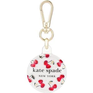 kate spade new york AirTag Holder with Gold Ring Clip - Cherry Dot | Stylish, Anti-Scratch, and Protective Case for Apple AirTag - Attaches Securely to Bags, Luggage, Keys, Purse, Totes & More