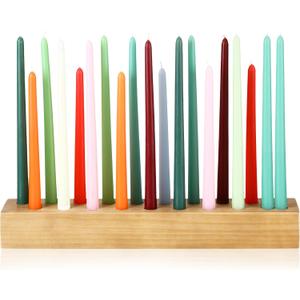 Mumufy 18in Long Wooden Taper Candle Holders for Birthday Party Candlestick Table Centerpiece Giant Wooden Farmhouse Candle Holders Decorations for Birthday Wedding Anniversary Desktop(Natural Wood)