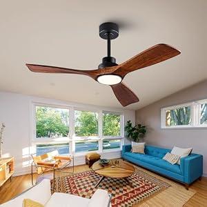 QUTWOB 42" Wood Ceiling Fan with Light, Reversible DC Motor, Remote Control