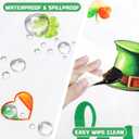 St. Patrick's Day Round Fitted Tablecloth with Elastic Edge Waterproof Washable Green Shamrock Table Cloth Fit 44"-48" Round Table Cover for Kitchen Dining Picnic Outdoor Party Decor