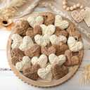 24 Pcs Neutral Valentine's Day Ornaments Boho Yarn Heart Ornaments 2.56 Inch Handmade Brown Cream Heart Vase Fillers Farmhouse Valentine's Day Decorations for Christmas Tree Home Party Decor