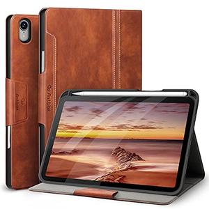 Antbox Case for iPad mini 7 A17 Pro, iPad mini 7th/6th Generation Case (2024/2021) with Pencil Holder Vegan Leather Smart Cover with Auto Sleep/Wake Stand Function